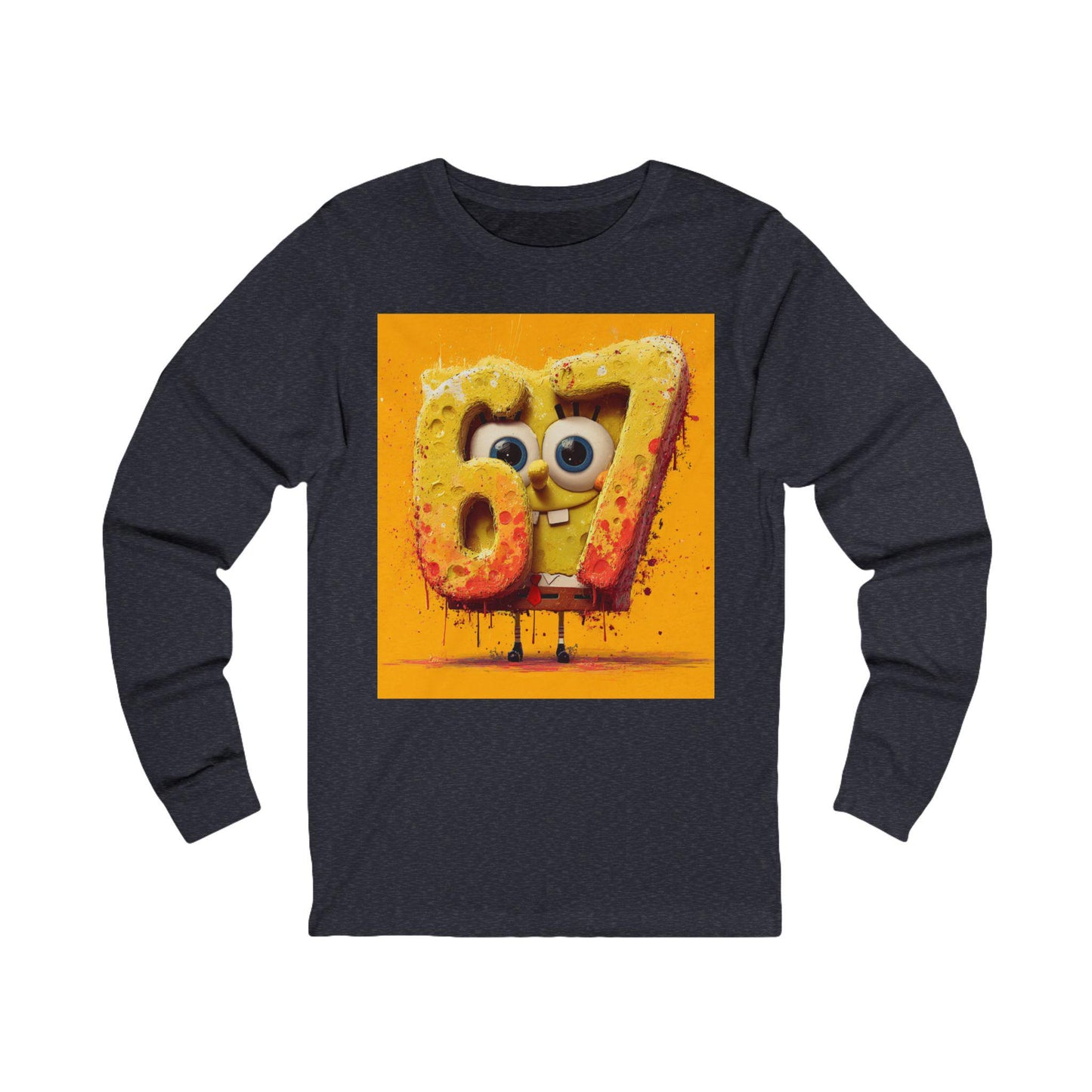 Number 67 Graphic Long Sleeve Tee | Playful Cartoon Design