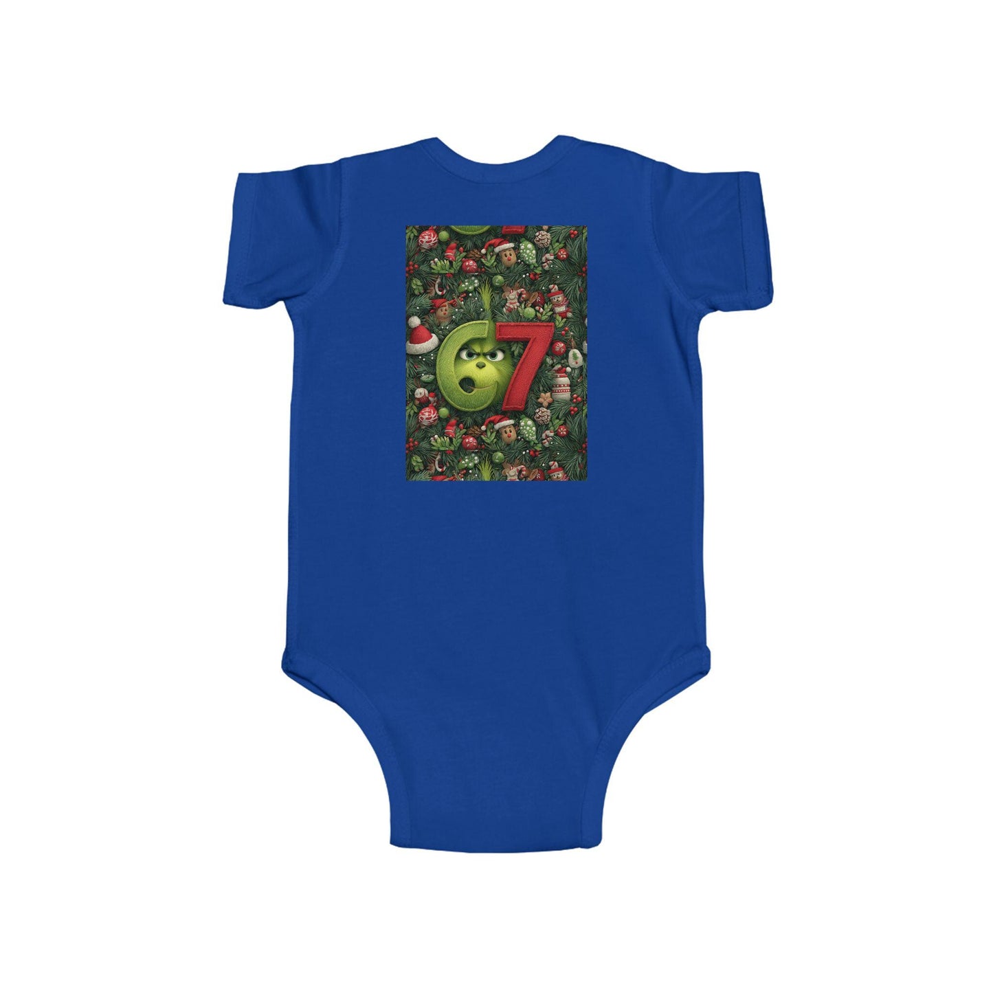 Green 67 Number Christmas baby bodysuit | holiday numbers onesie