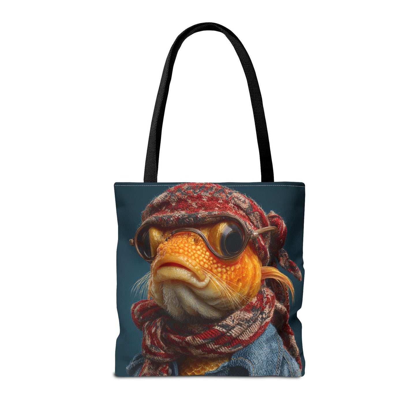Steampunk Goldfish Portrait Tote Bag | Fish in Goggles and Scarf