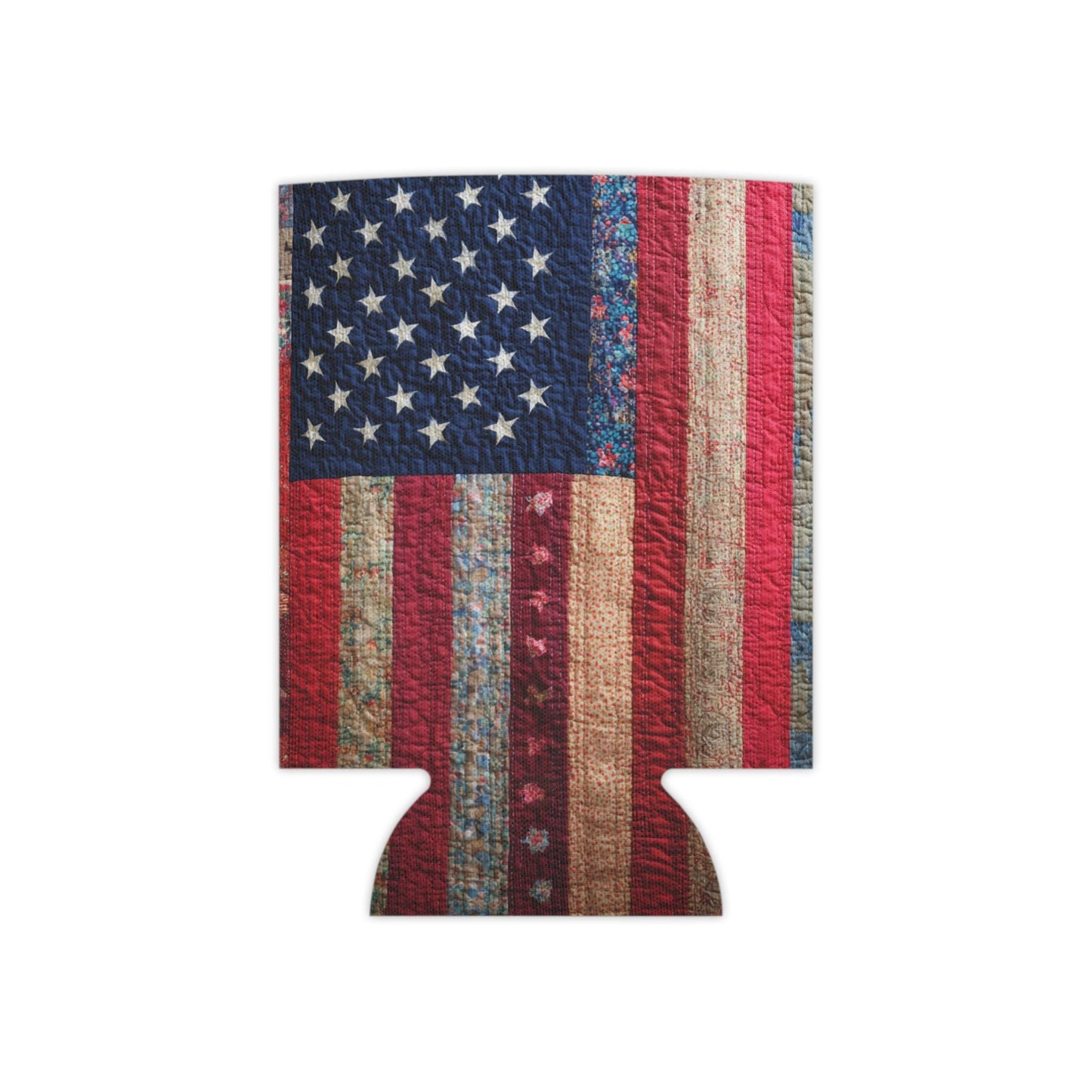 Distressed American Flag Can Cooler | Patriotic Beverage Koozie