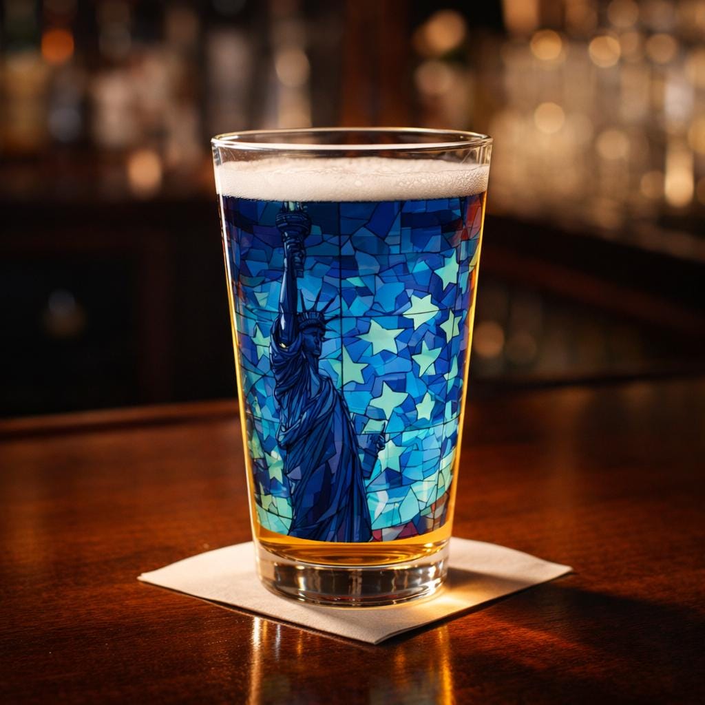 Statue of Liberty Mosaic Pint Glass | American Stars Flag Pattern
