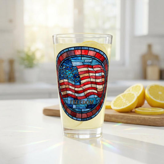 American Flag Stained Glass Freedom Pint Glass | 16oz