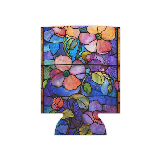 Stained Glass Floral Can Cooler | Artful Flower Pattern Drink Sleeve