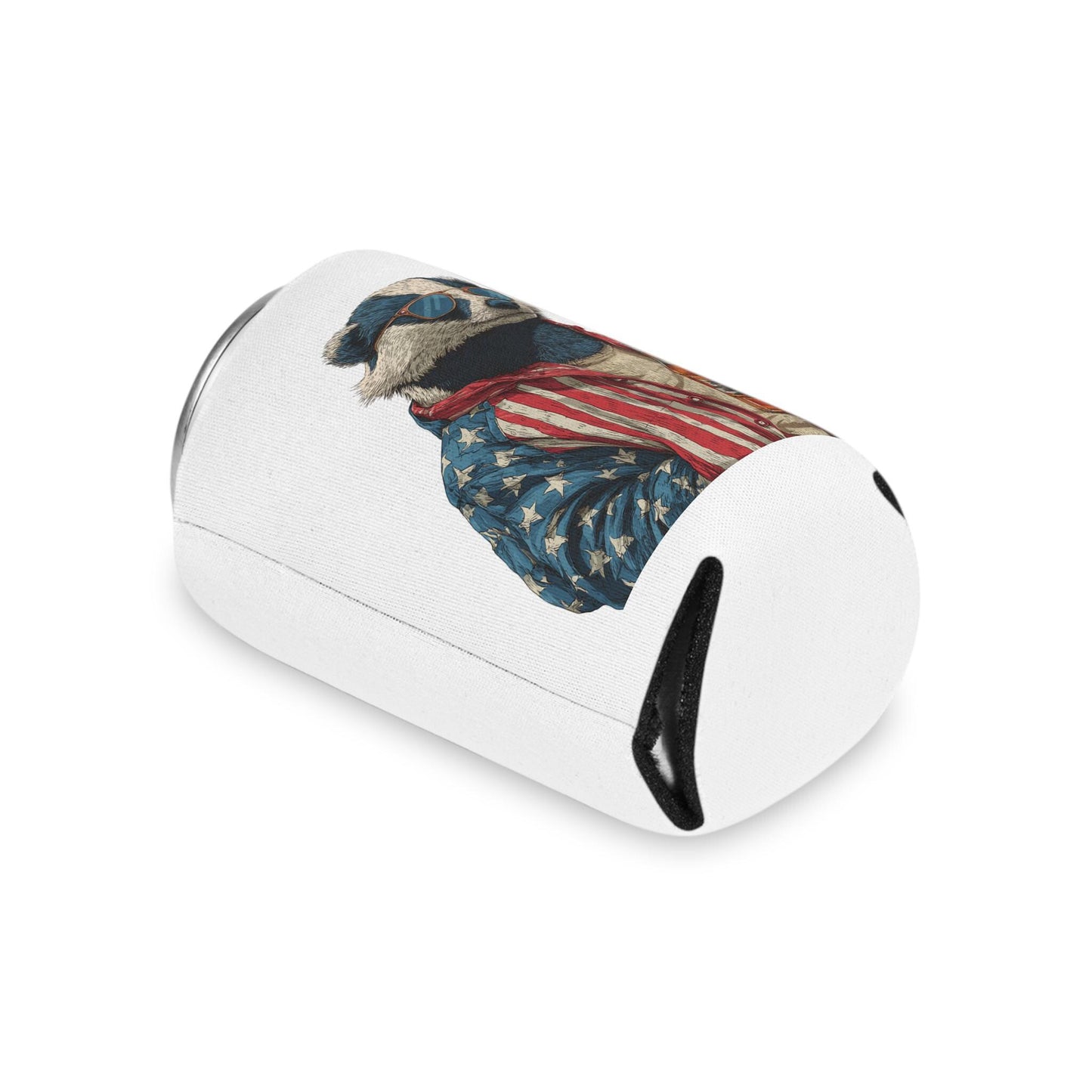 Patriotic Badger Holding Beer Can Cooler | 'Merica 250
