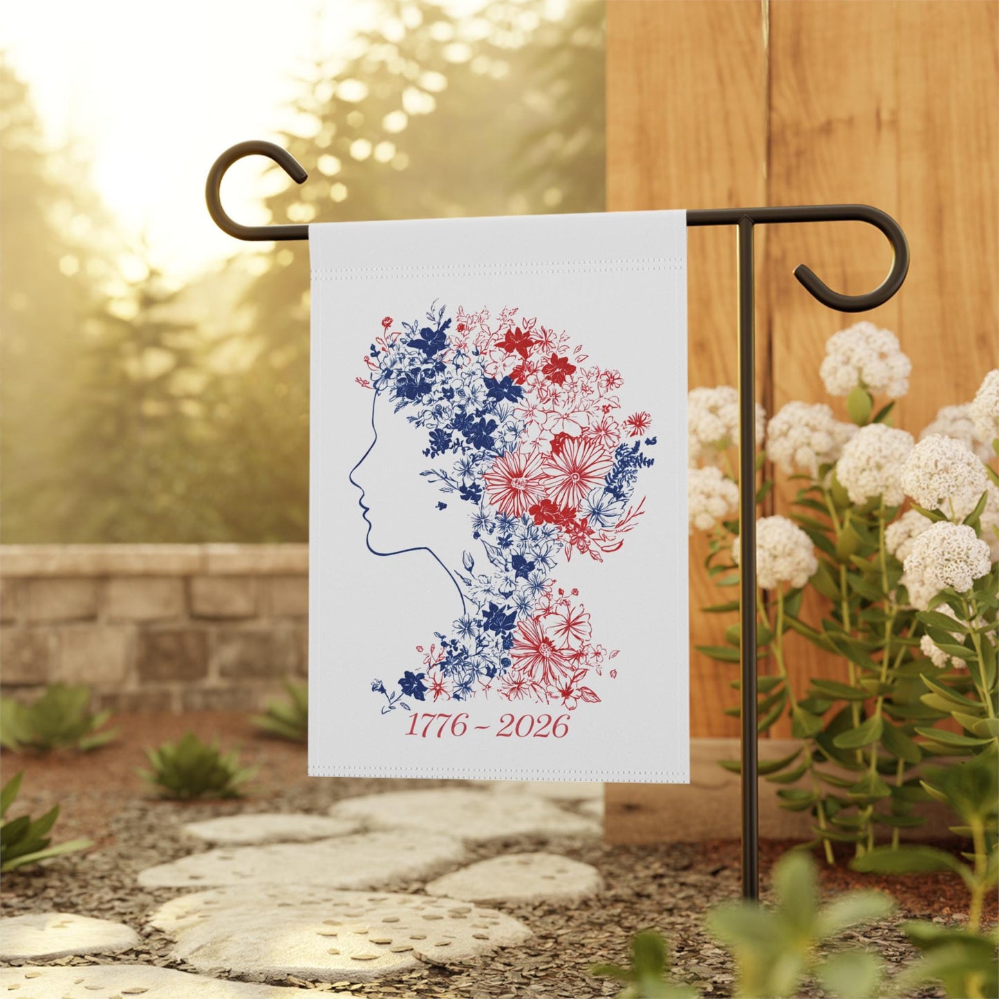 Floral Profile 1776-2026 Garden Flag | House Banner