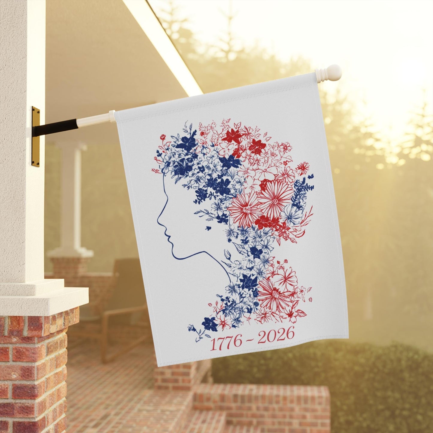 Floral Profile 1776-2026 Garden Flag | House Banner