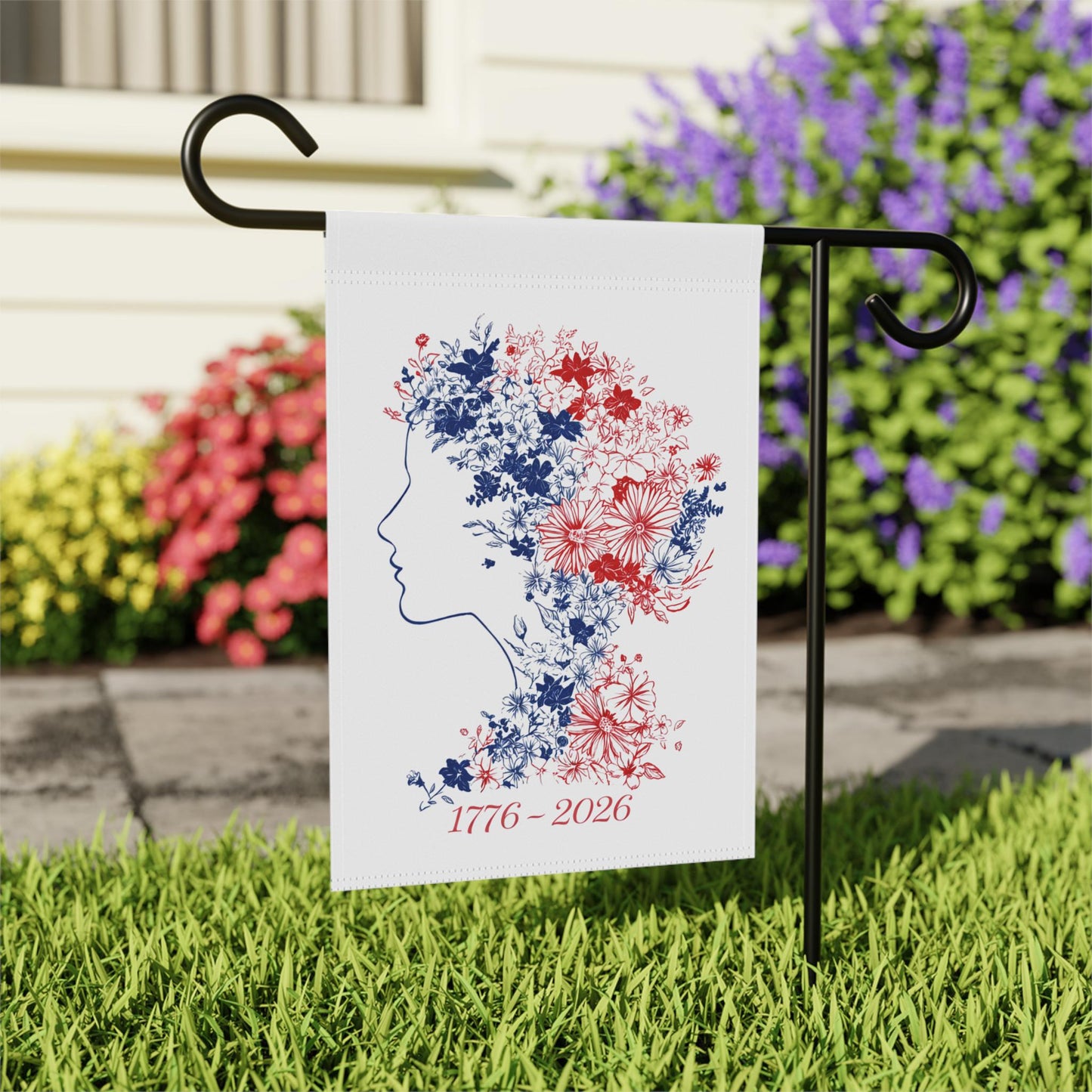 Floral Profile 1776-2026 Garden Flag | House Banner