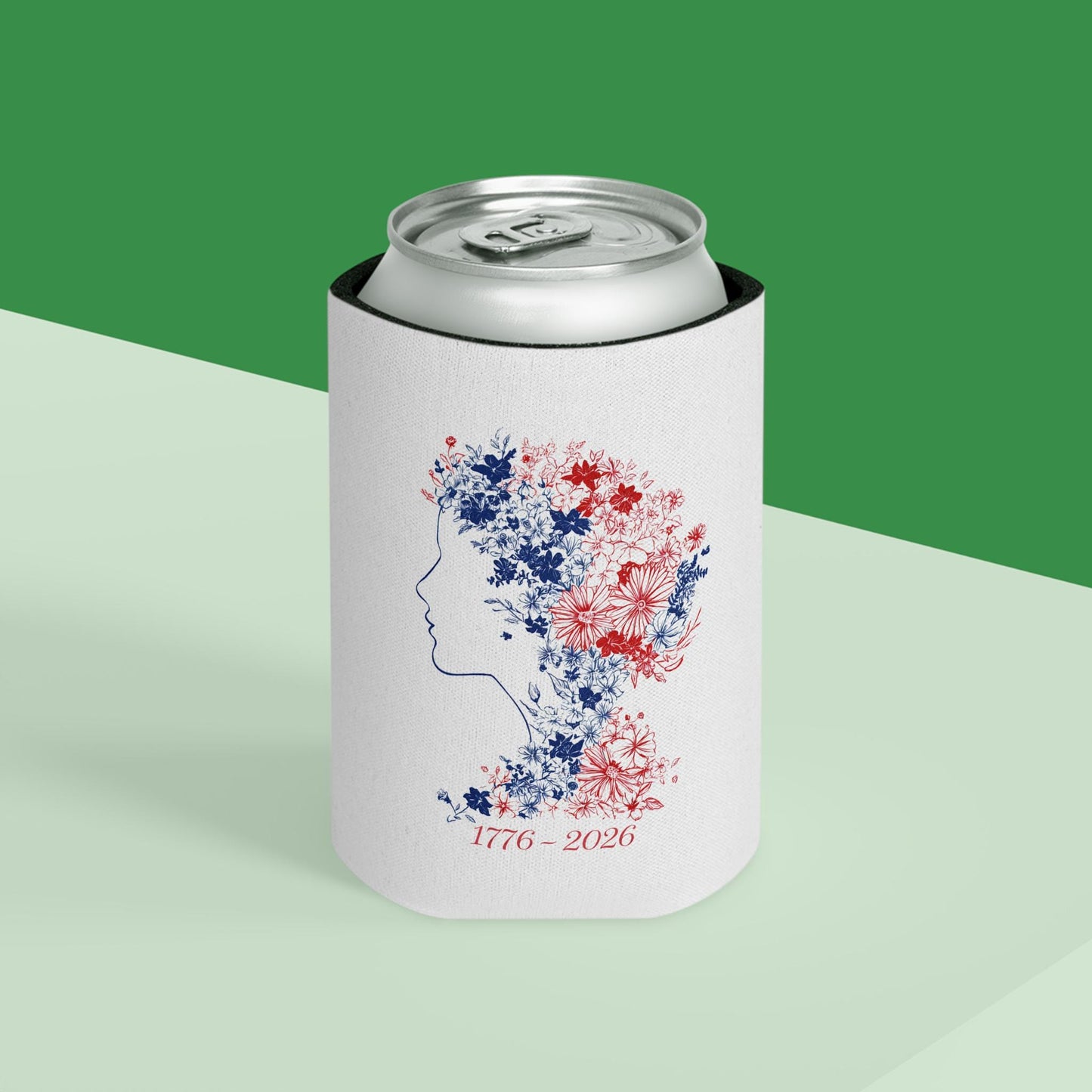 Liberty Floral Profile Can Cooler | 1776-2026 Red White Blue