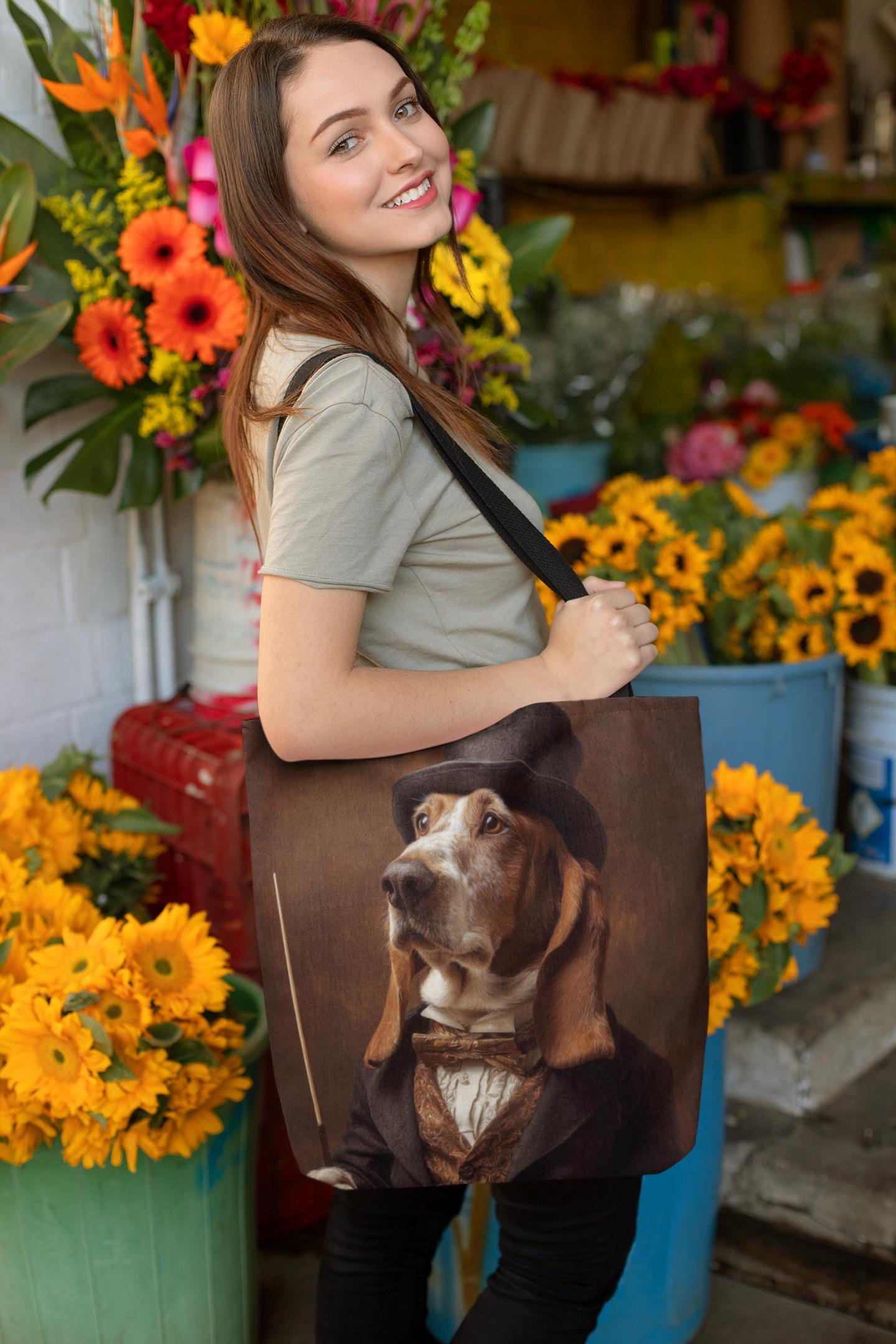 Victorian Basset Hound Tote Bag | Dog Portrait Art
