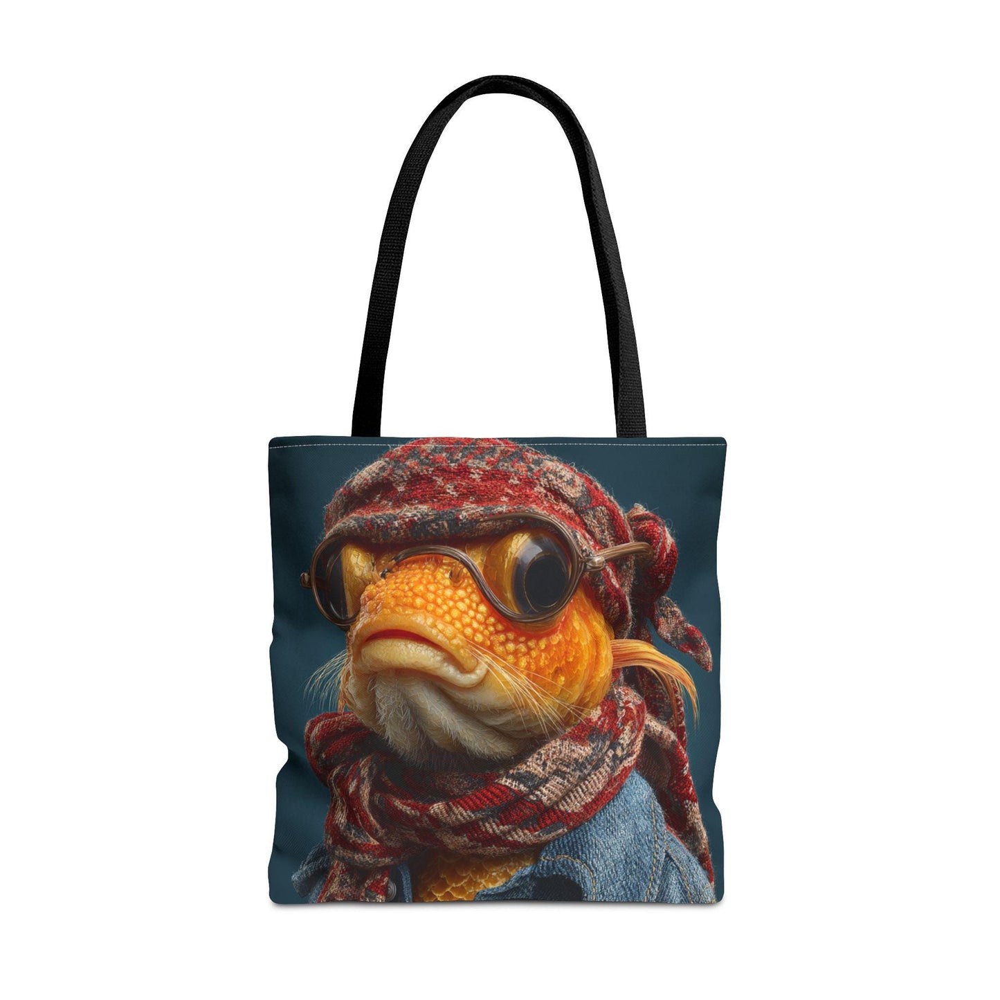Steampunk Goldfish Portrait Tote Bag | Fish in Goggles and Scarf