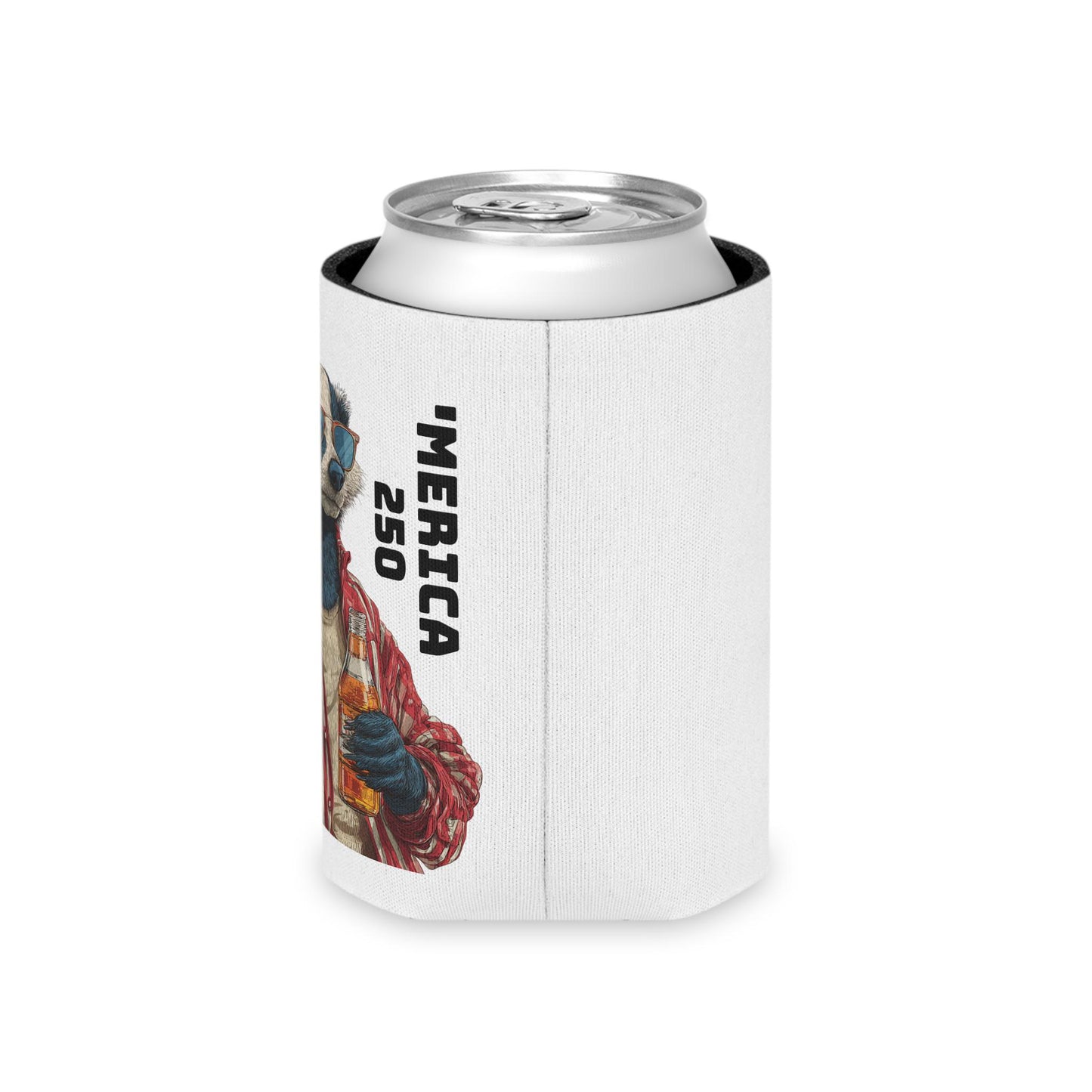 Patriotic Badger Holding Beer Can Cooler | 'Merica 250