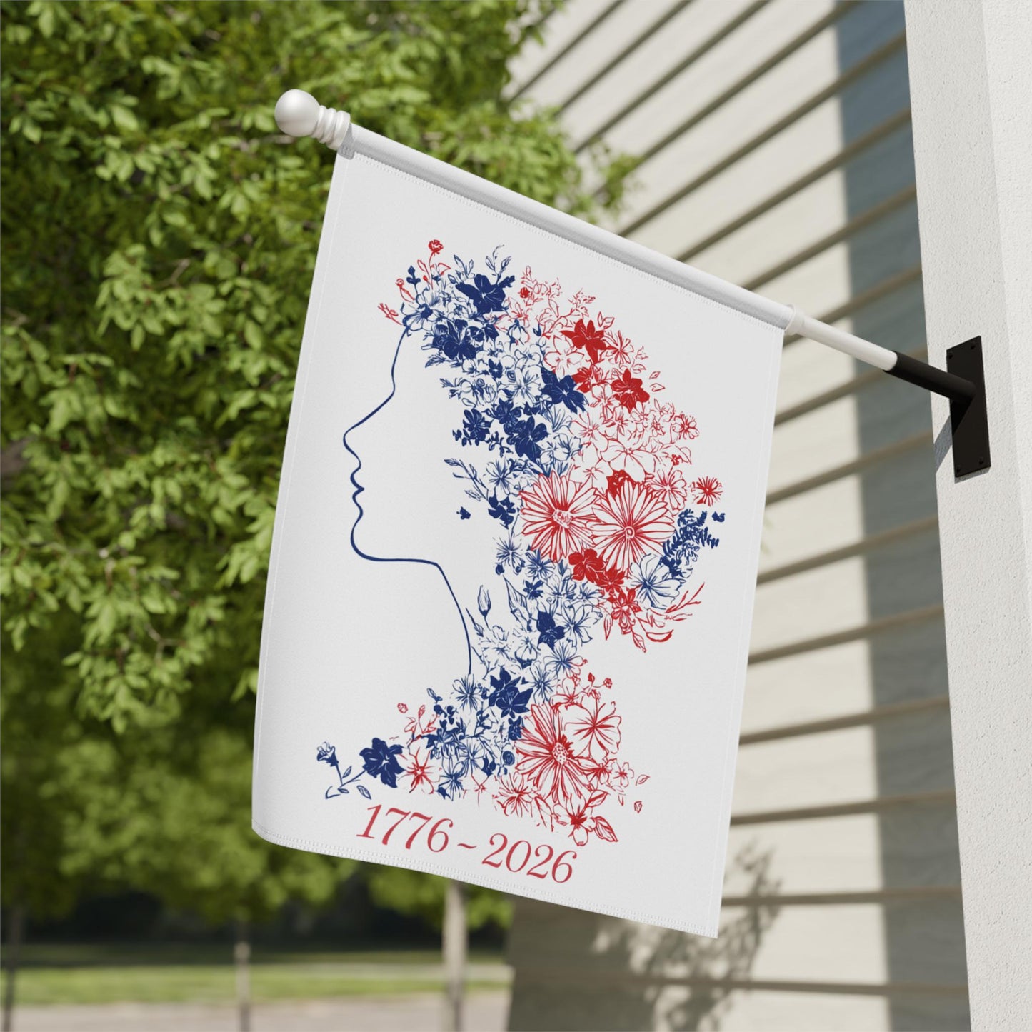 Floral Profile 1776-2026 Garden Flag | House Banner