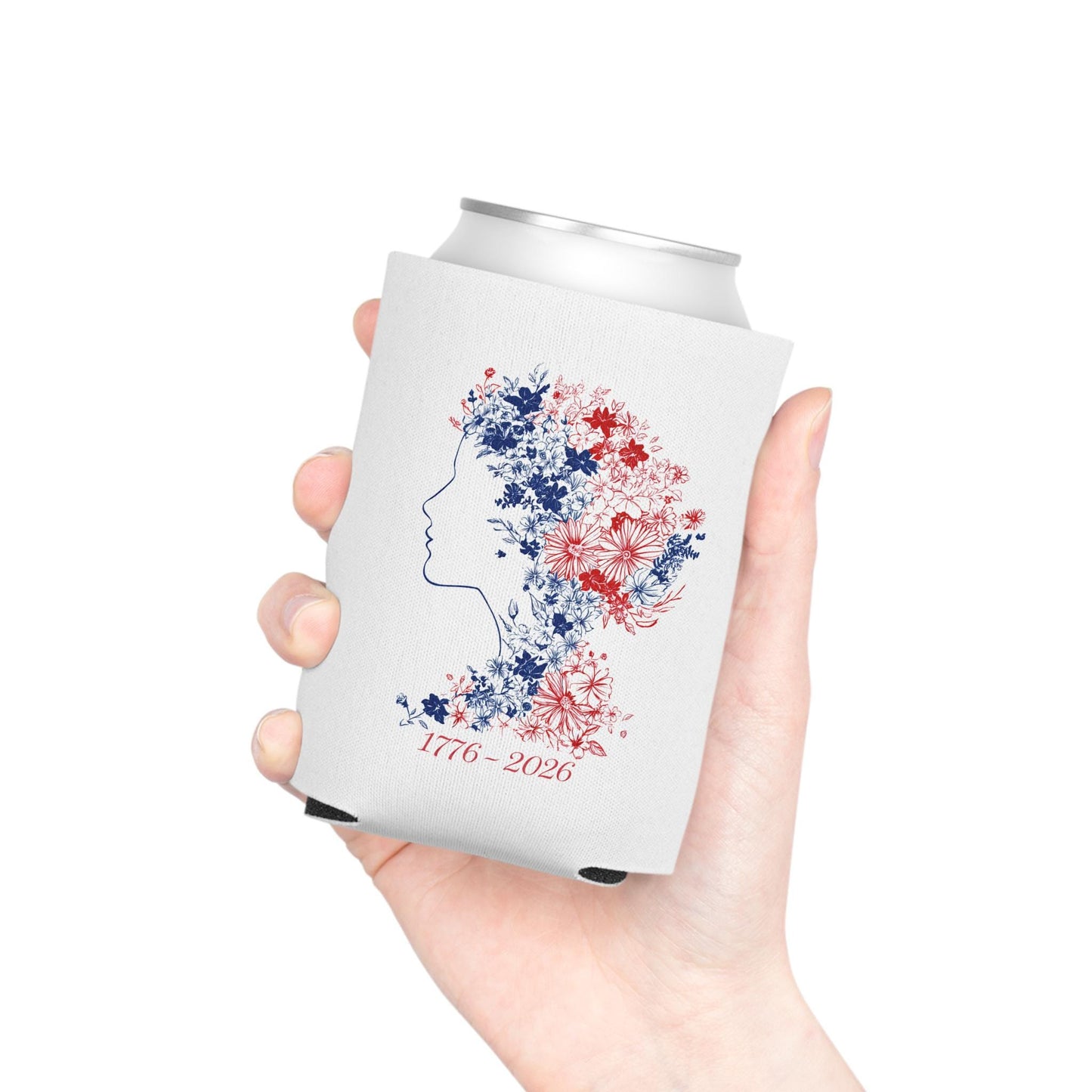 Liberty Floral Profile Can Cooler | 1776-2026 Red White Blue
