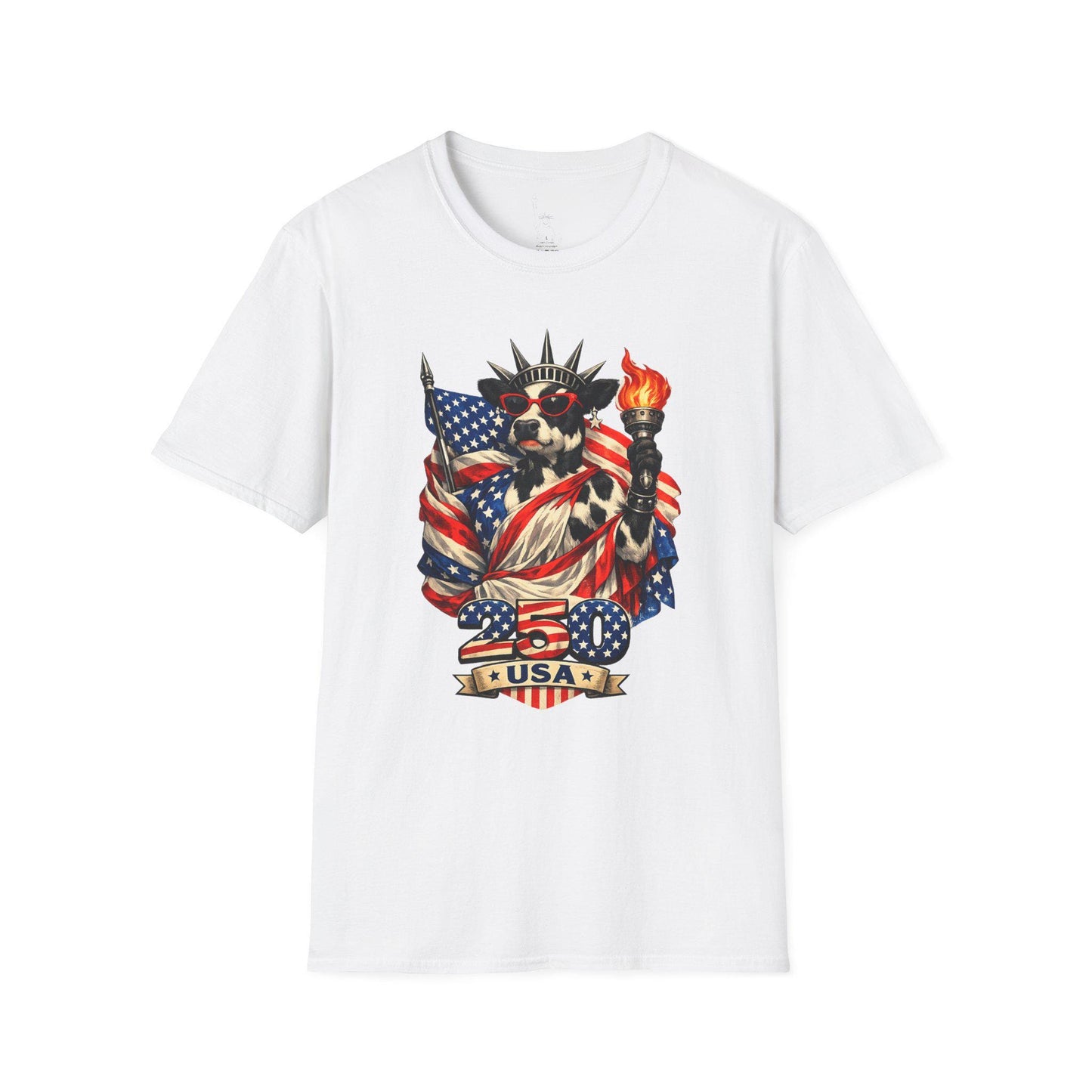Cow Statue of Liberty with American Flag T-Shirt | Patriotic USA 4th of July
