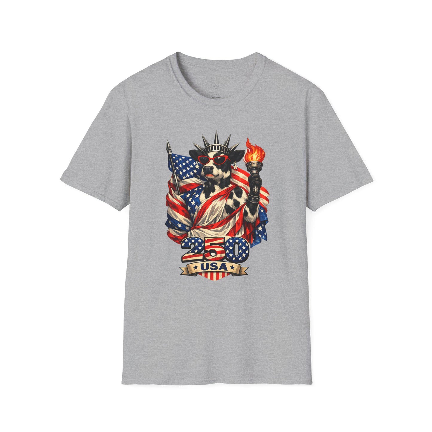 Cow Statue of Liberty with American Flag T-Shirt | Patriotic USA 4th of July