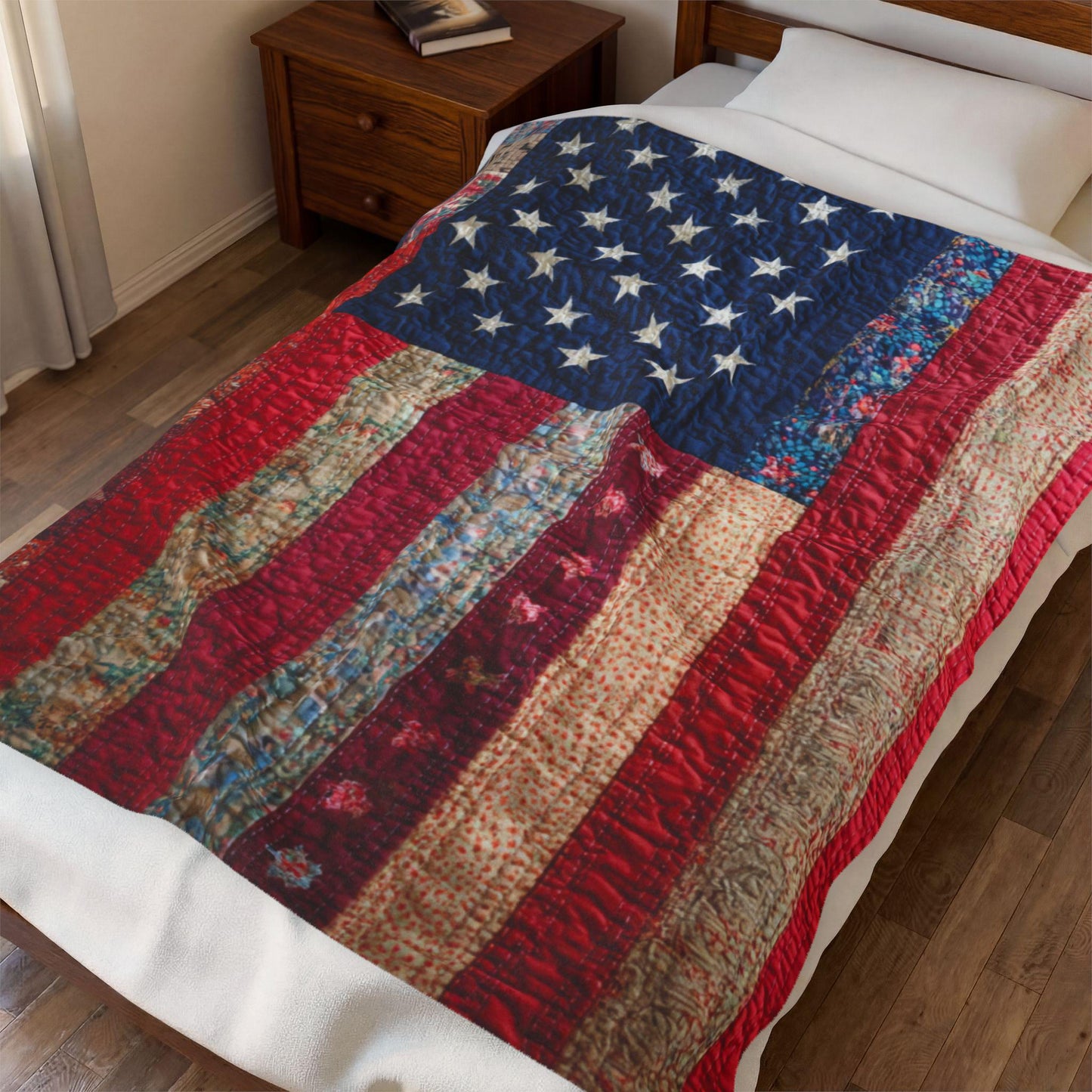 Distressed American Flag Velveteen Plush Blanket | Patriotic Stars Stripes Throw