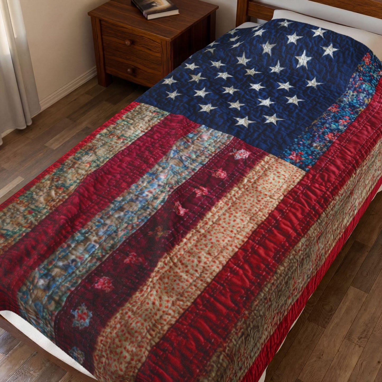 Distressed American Flag Velveteen Plush Blanket | Patriotic Stars Stripes Throw
