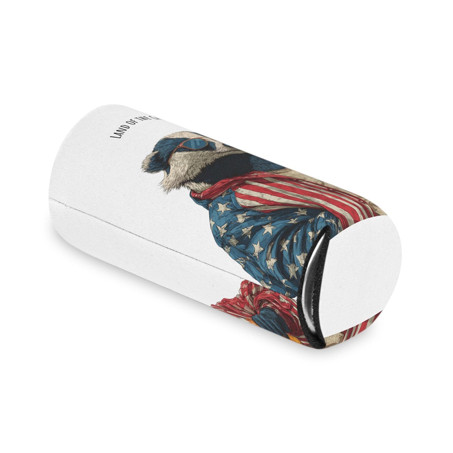 Land of the Chill Badger Can Cooler | Patriotic Americana Beer Holder