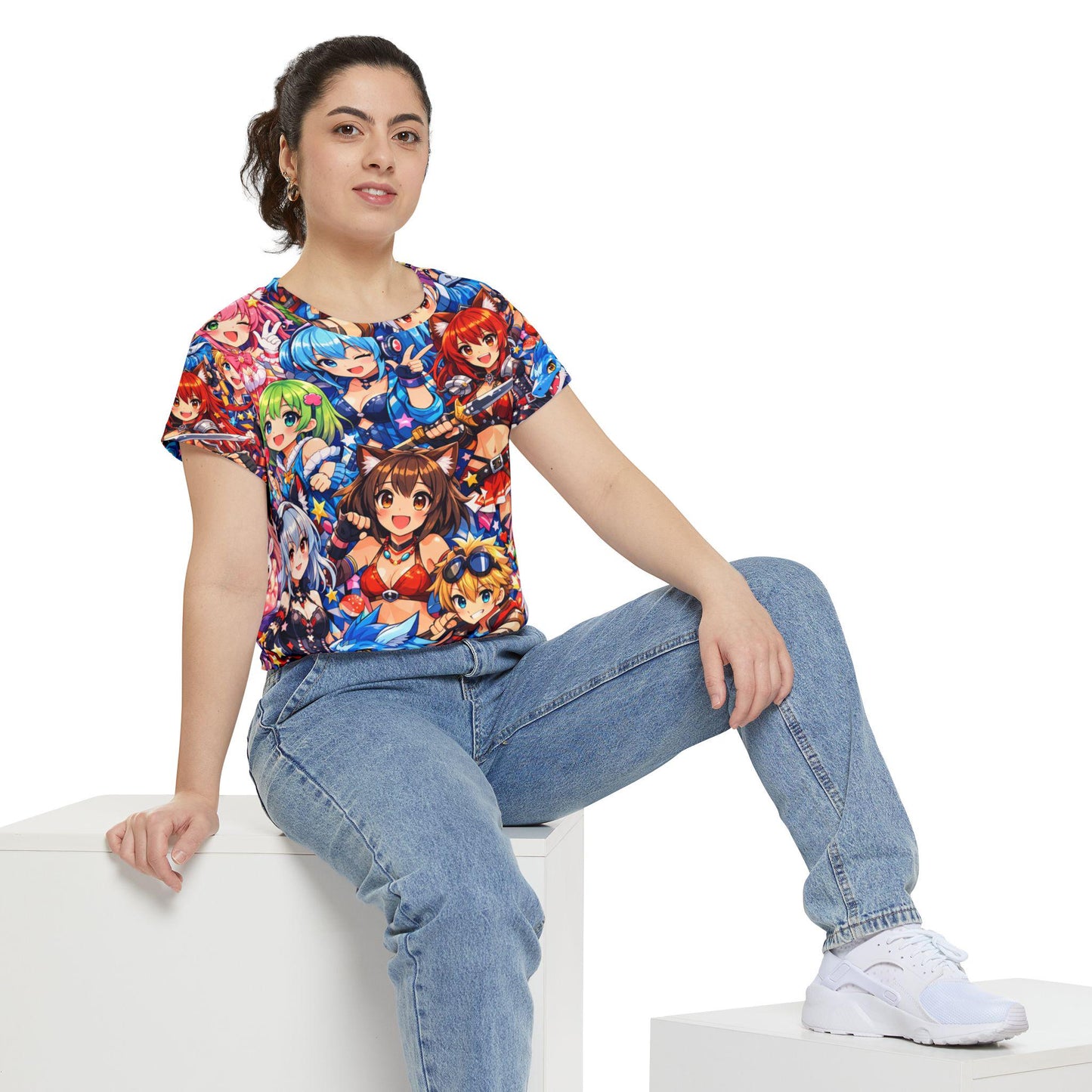 Anime Characters All-Over Print Shirt | Colorful Chibi Cast Tee