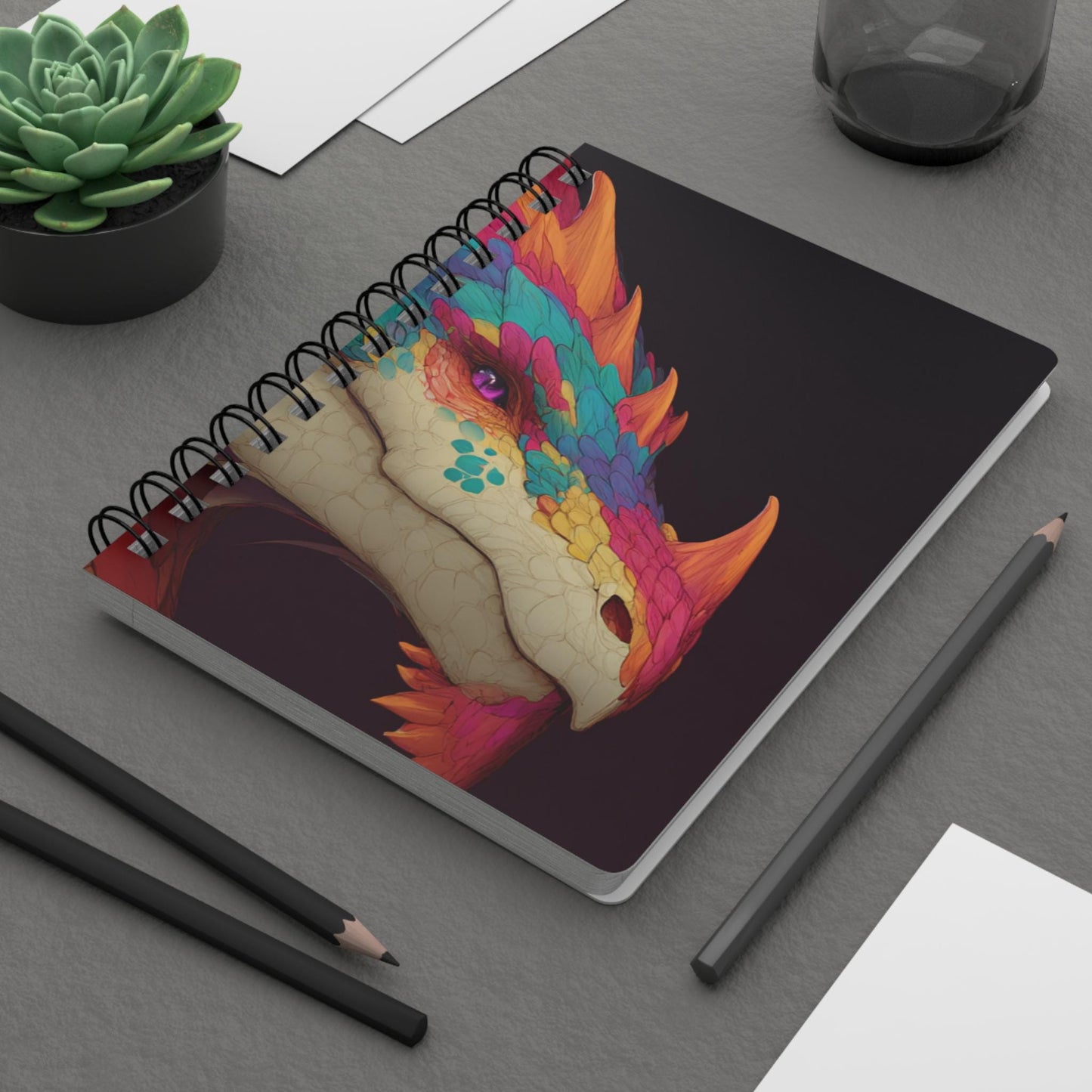 Colorful Feathered Dragon Spiral Bound Journal | Vibrant Fantasy Creature Notebook