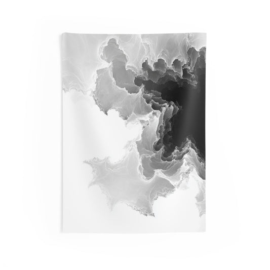 Abstract Black and White Marble Wall Tapestry | Monochrome Ink Cloud