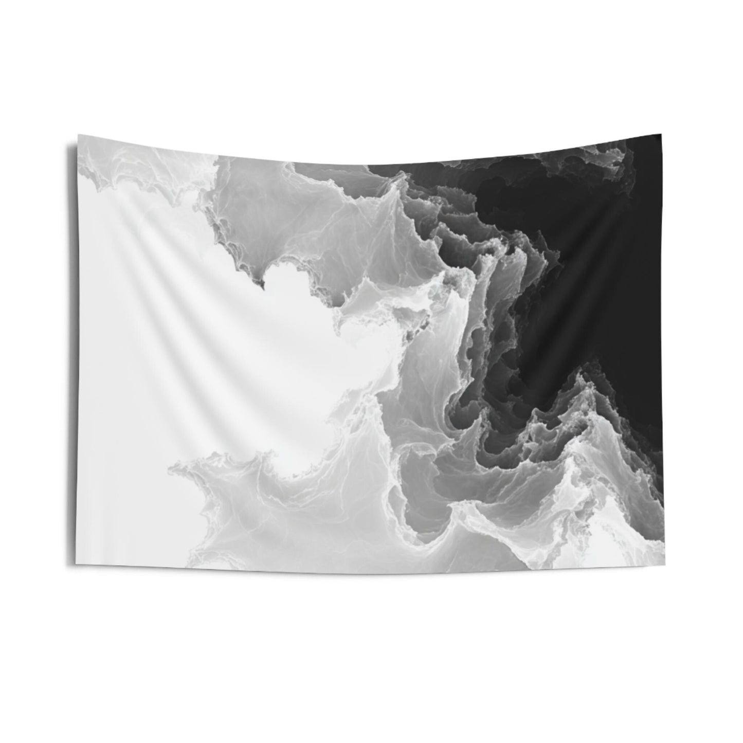 Abstract Black and White Marble Wall Tapestry | Monochrome Ink Cloud