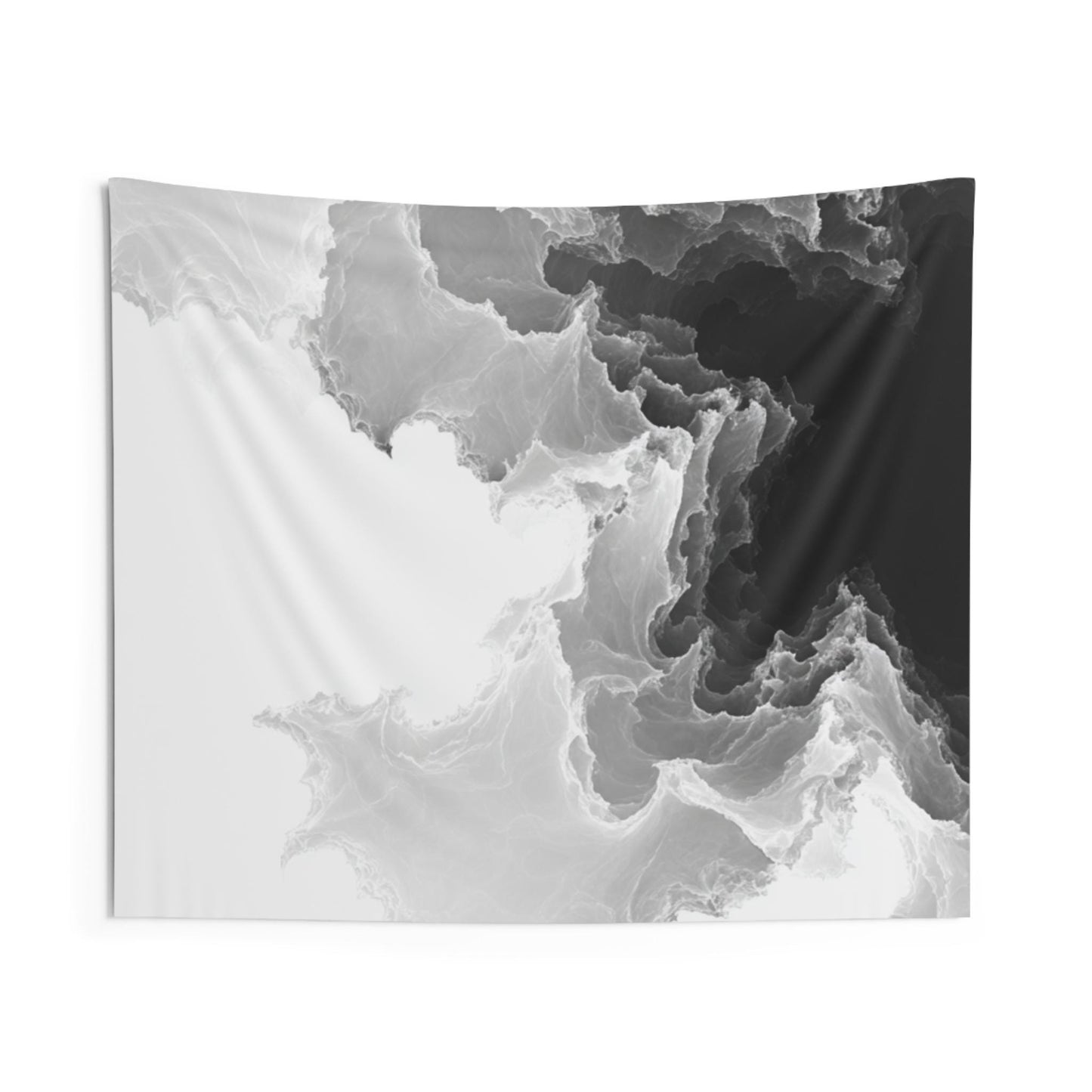 Abstract Black and White Marble Wall Tapestry | Monochrome Ink Cloud