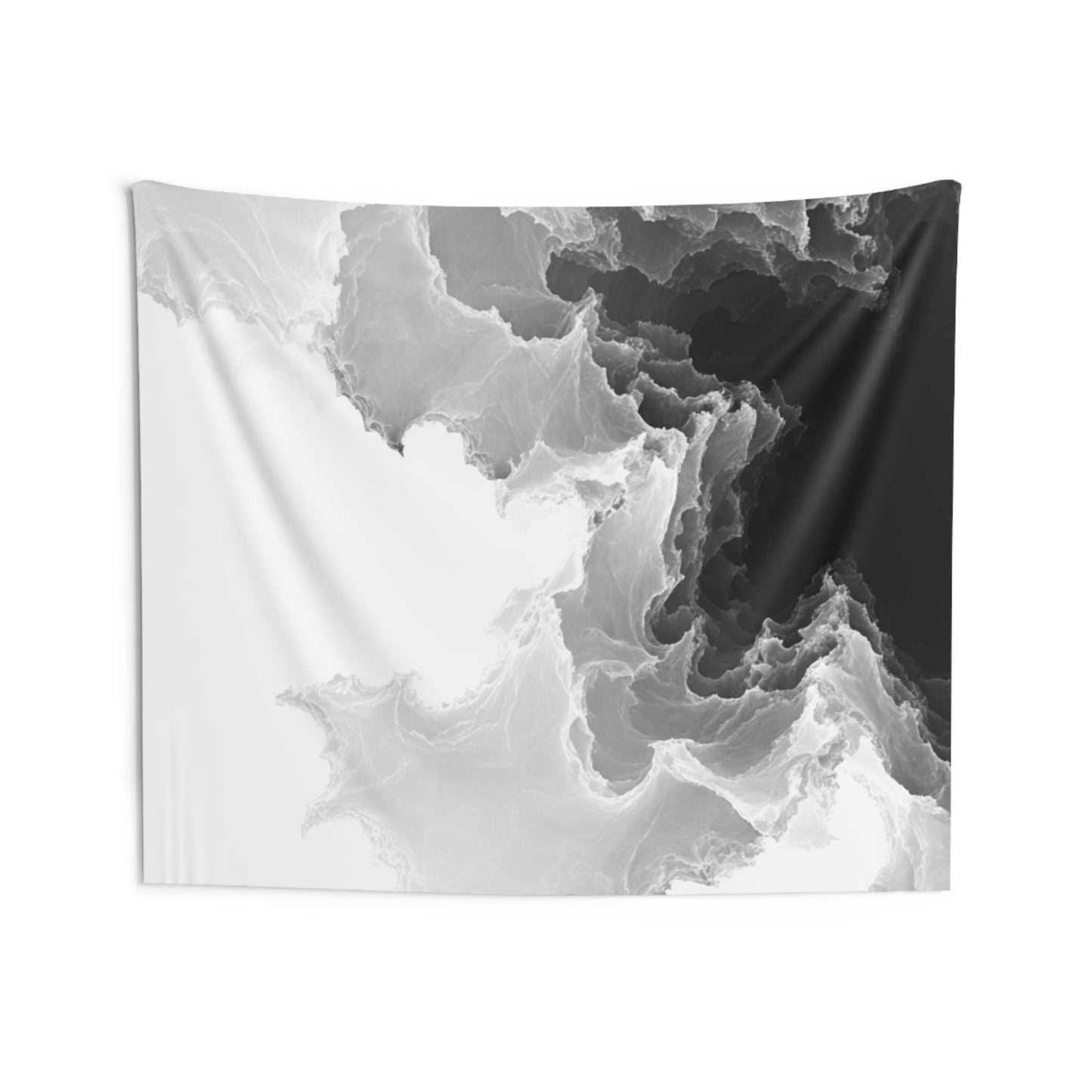 Abstract Black and White Marble Wall Tapestry | Monochrome Ink Cloud