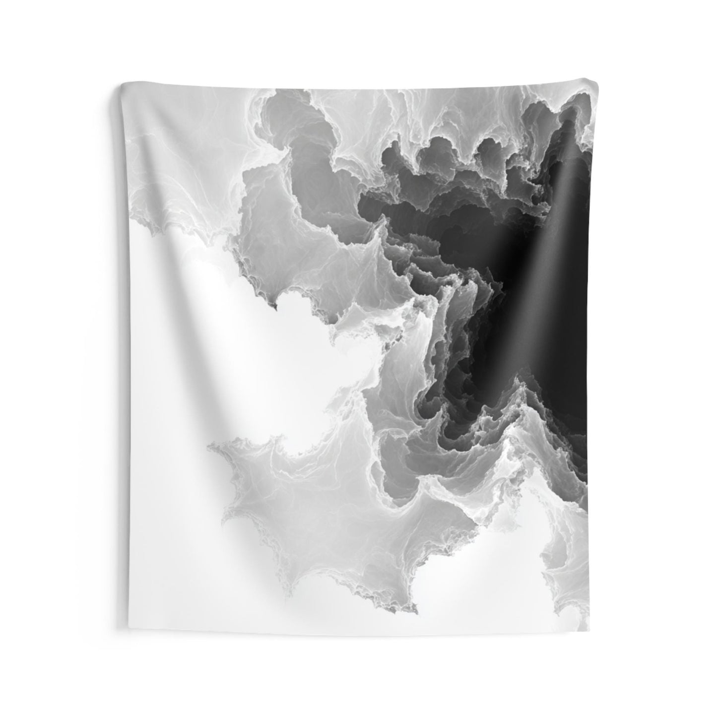 Abstract Black and White Marble Wall Tapestry | Monochrome Ink Cloud