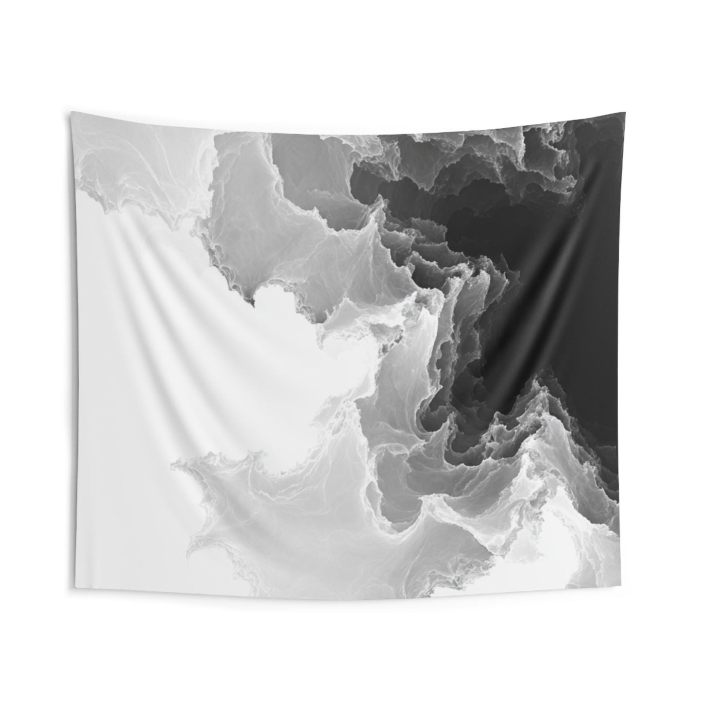 Abstract Black and White Marble Wall Tapestry | Monochrome Ink Cloud