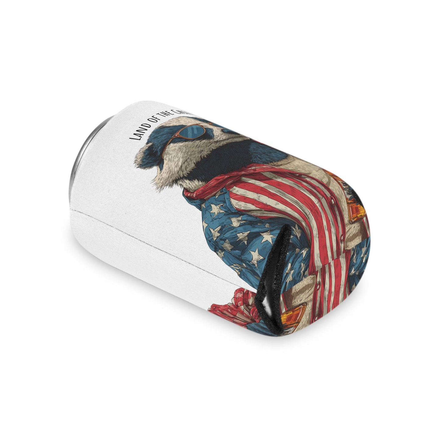 Land of the Chill Badger Can Cooler | Patriotic Americana Beer Holder