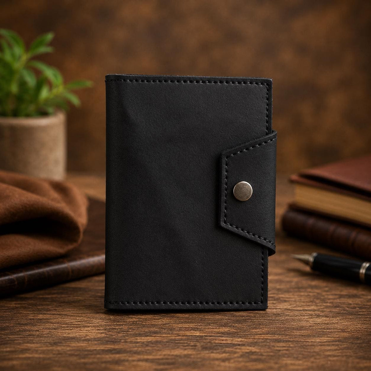 Hand Stitched Leather Traveler's Notebook with Pen Holder | Refillable Journal Cover