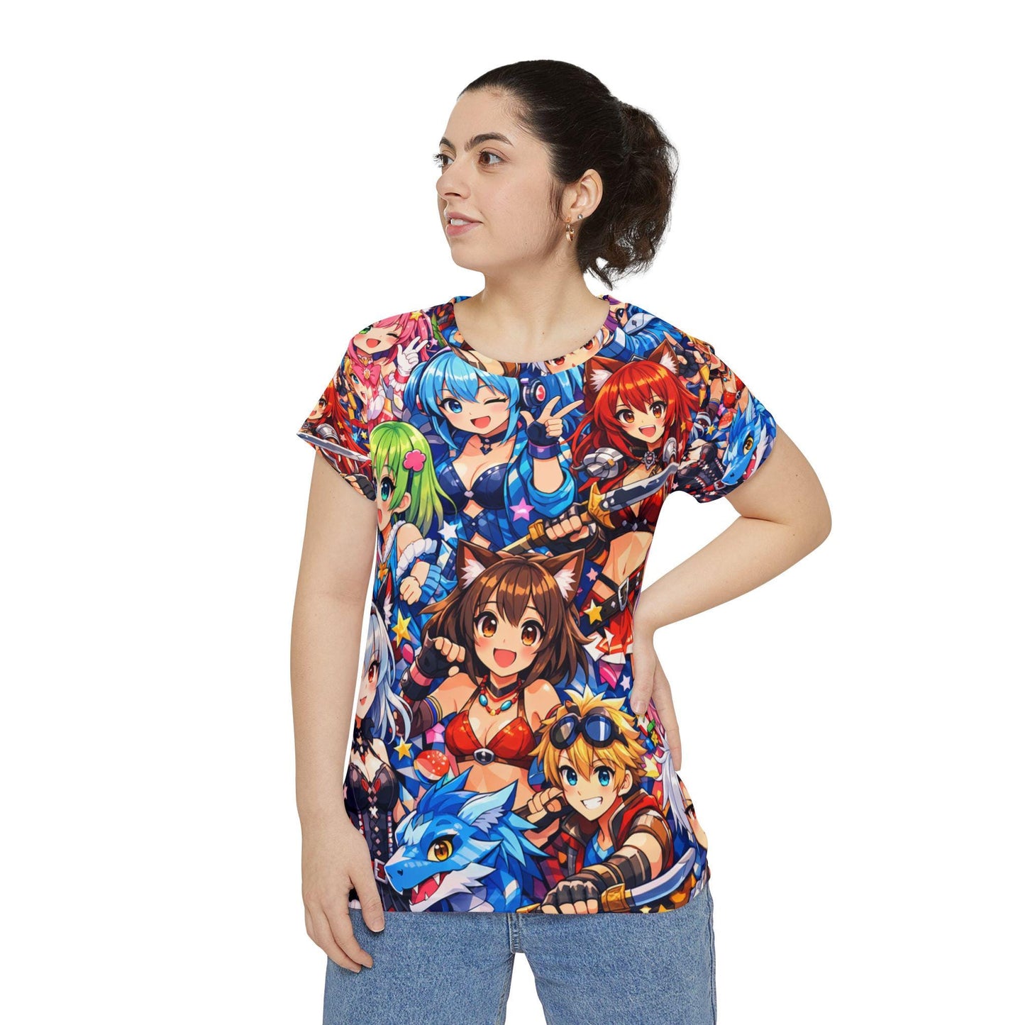 Anime Characters All-Over Print Shirt | Colorful Chibi Cast Tee
