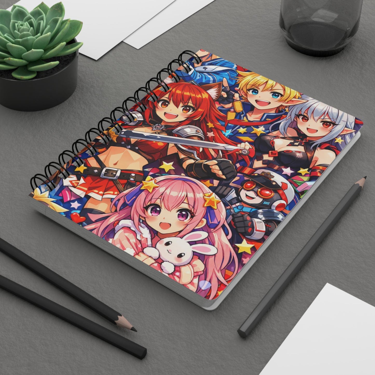 Colorful Anime Idol Characters Spiral Journal | Kawaii Fans Notebook