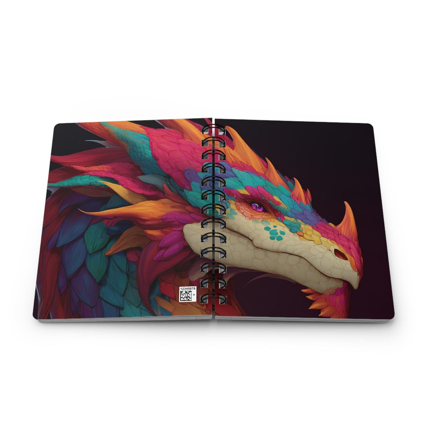 Colorful Feathered Dragon Spiral Bound Journal | Vibrant Fantasy Creature Notebook