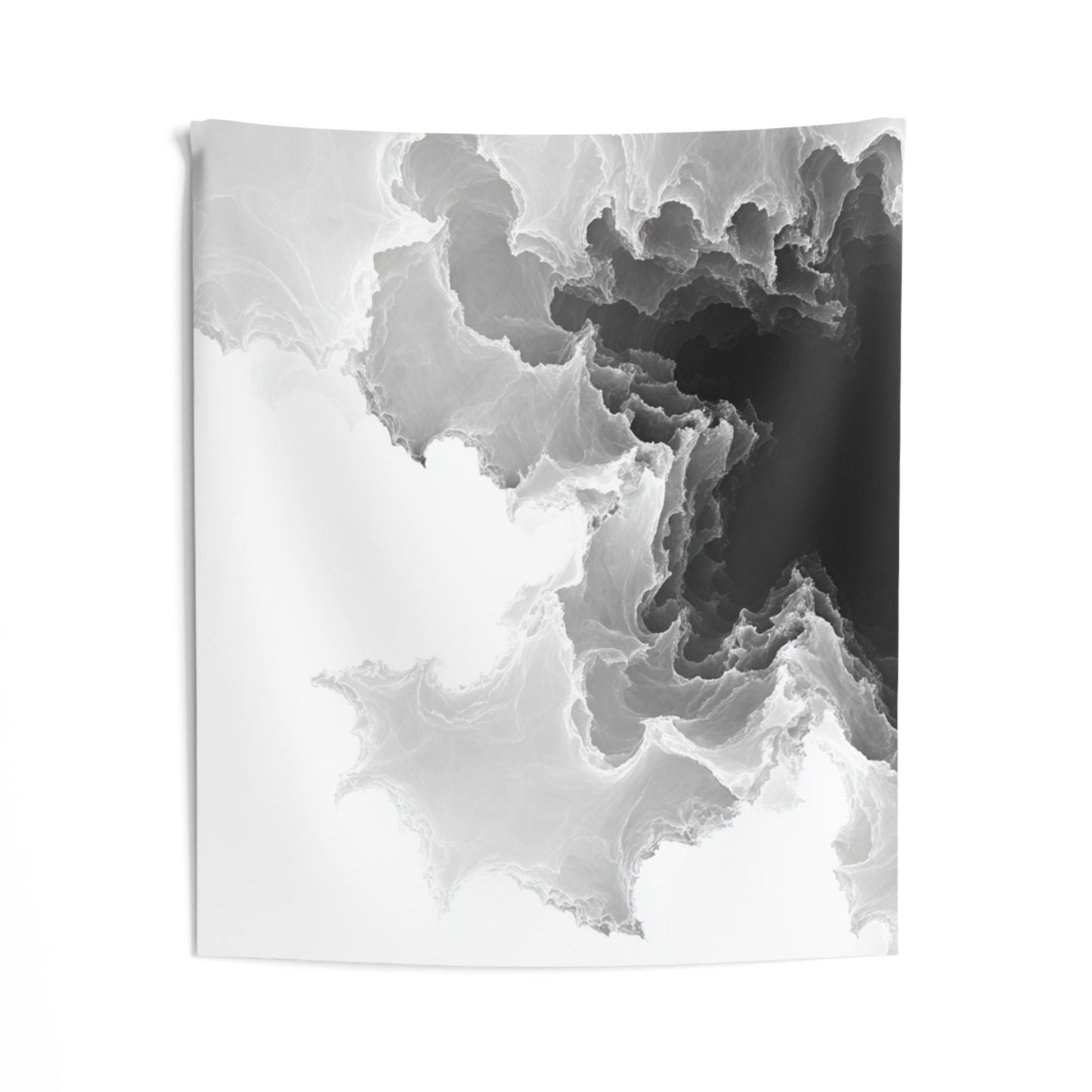 Abstract Black and White Marble Wall Tapestry | Monochrome Ink Cloud