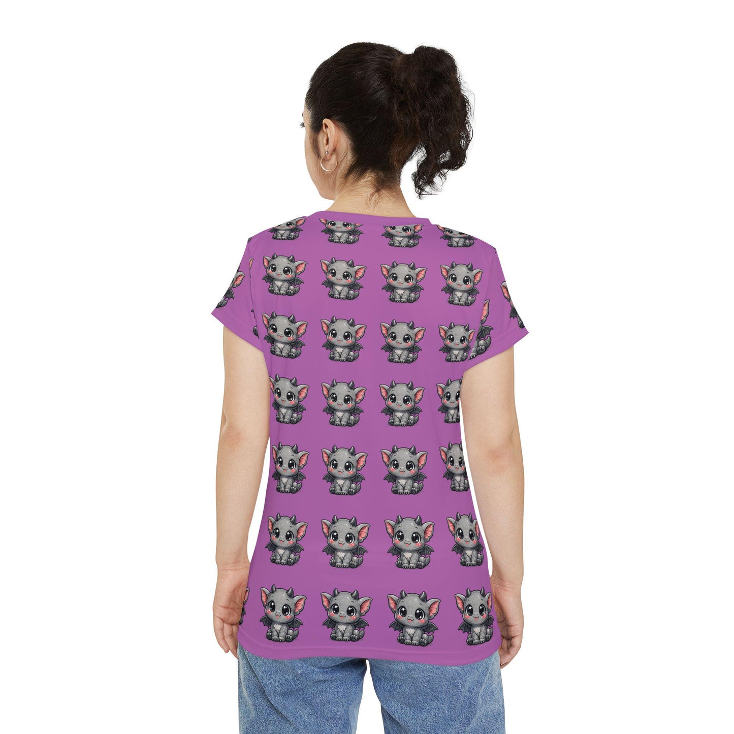 Unicorn Kitten All-Over Print Shirt | Whimsical Mauve Tee