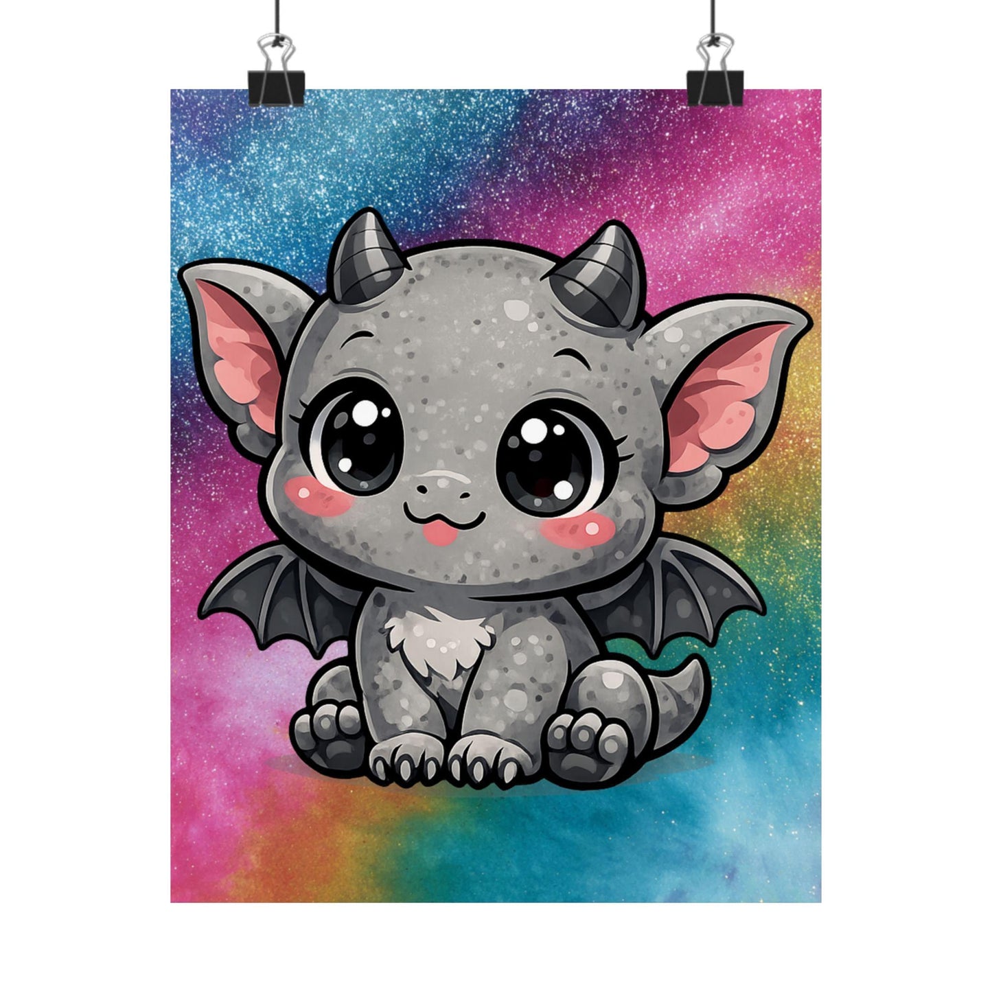 Baby Dragon Poster | Whimsical Nursery Art, Galaxy Wash Print