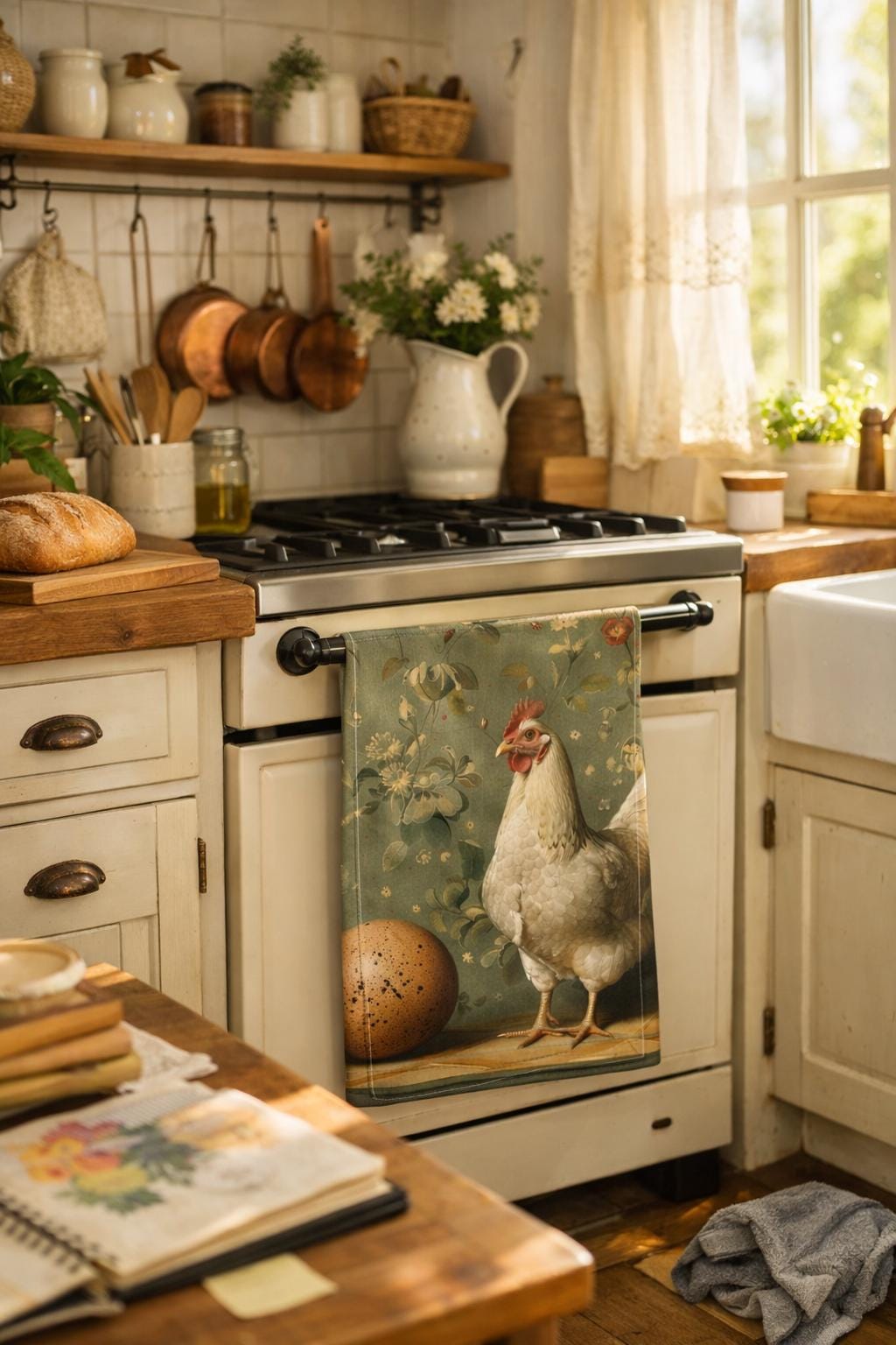 Farmhouse Modern Chicken and an Egg Kitchen Towel