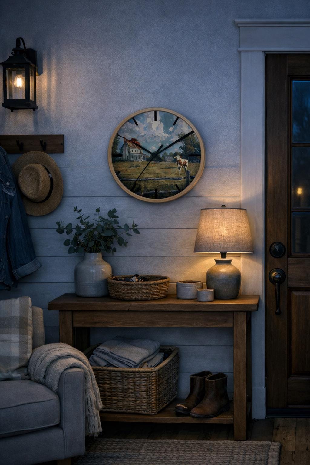 Farmhouse Scene Wall Clock