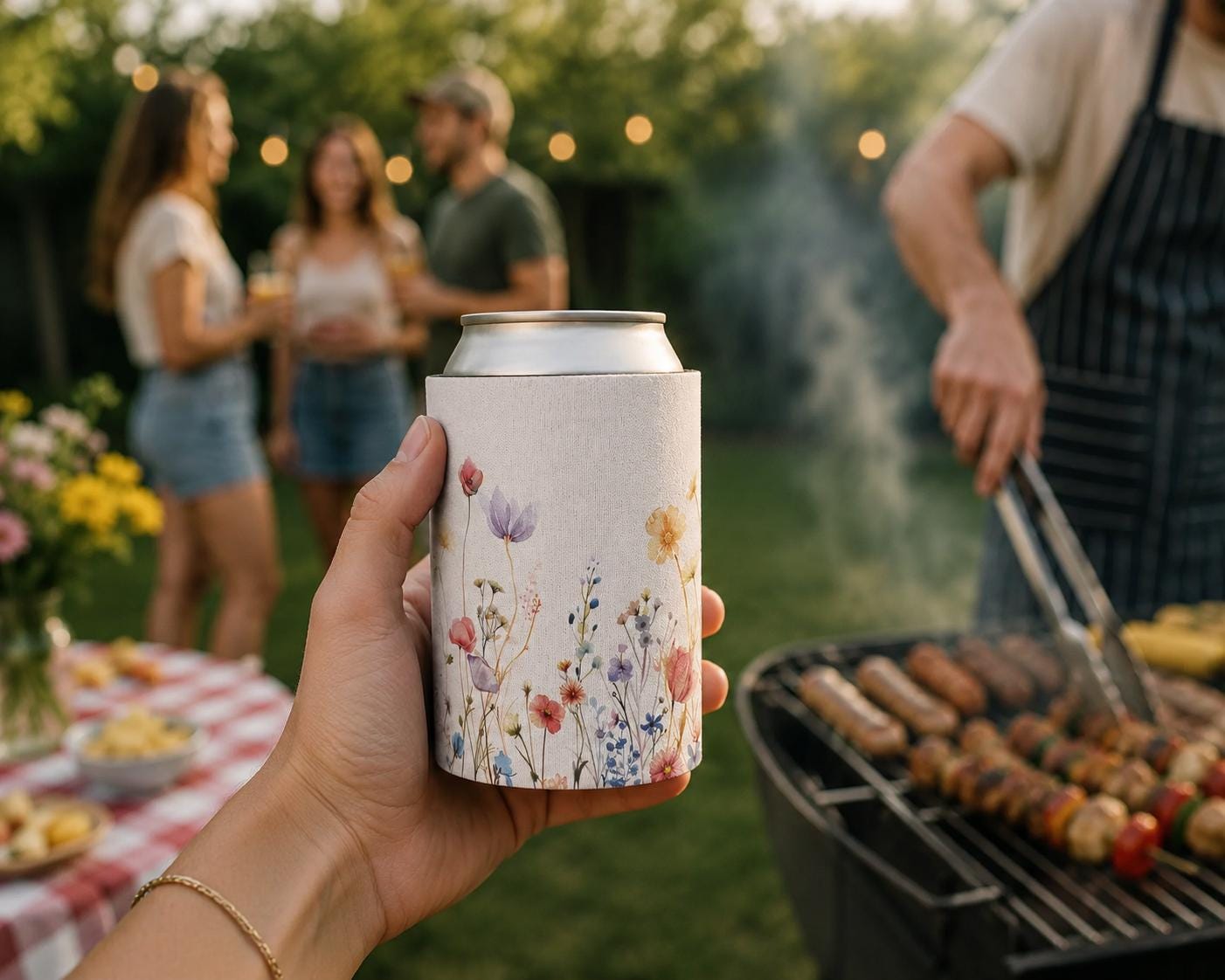 Dainty Flower Can Cooler - Koozie for Women