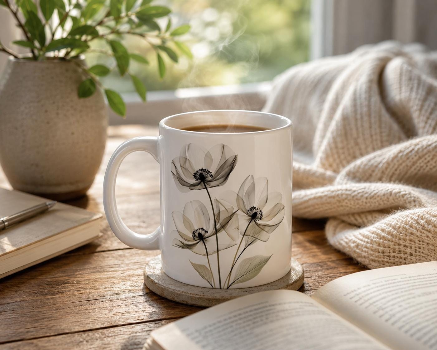 Watercolor Wildflower Mug: Transparent Floral Coffee Cup (11oz)