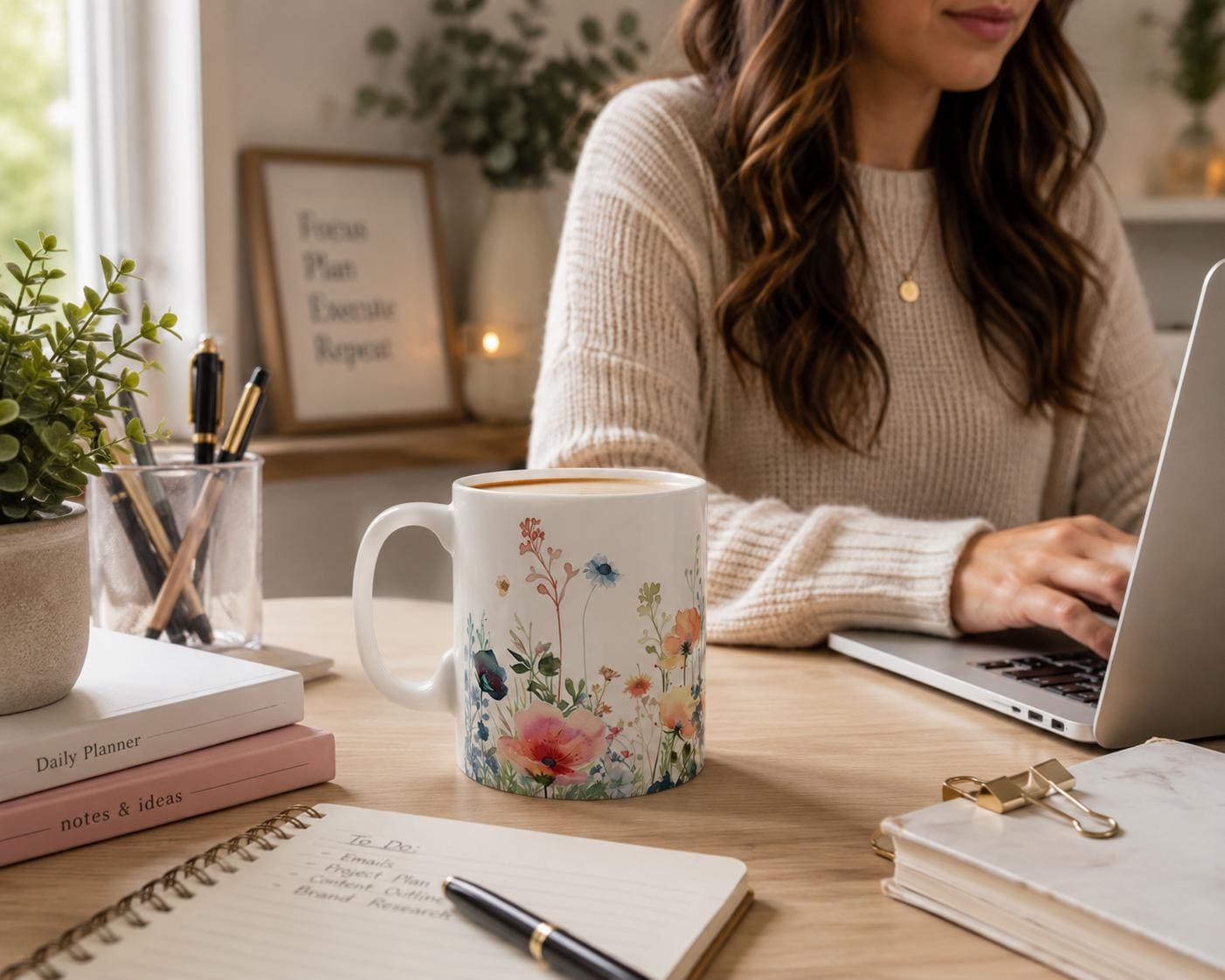 Watercolor Wildflower Mug: Boho Floral Coffee Mug