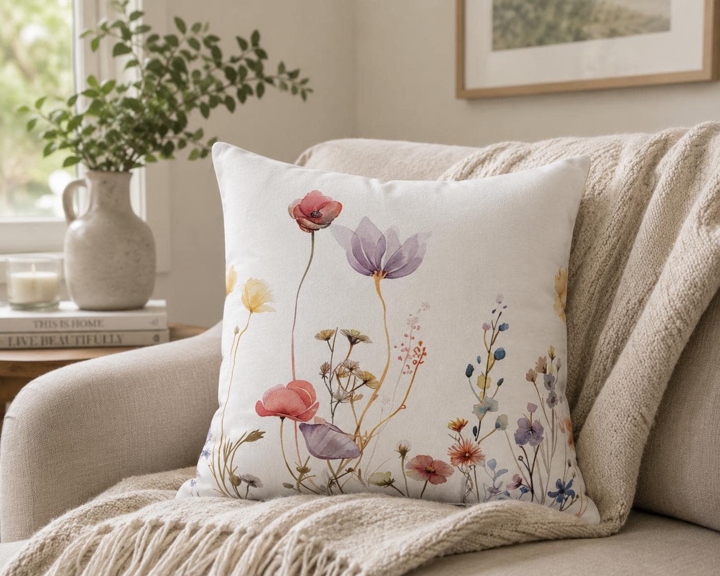 Wildflowers on a Spun Polyester Square Pillow