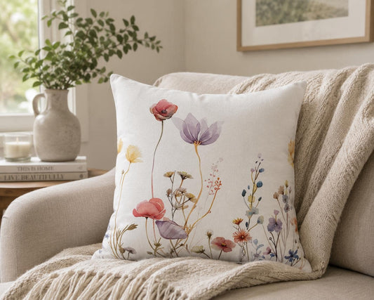 Wildflowers on a Spun Polyester Square Pillow