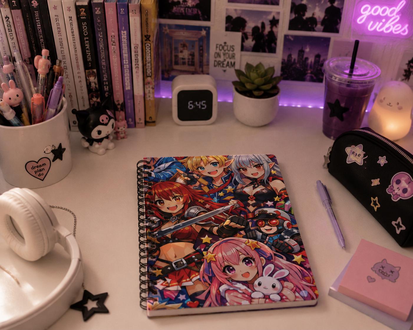Colorful Anime Idol Characters Spiral Journal | Kawaii Fans Notebook