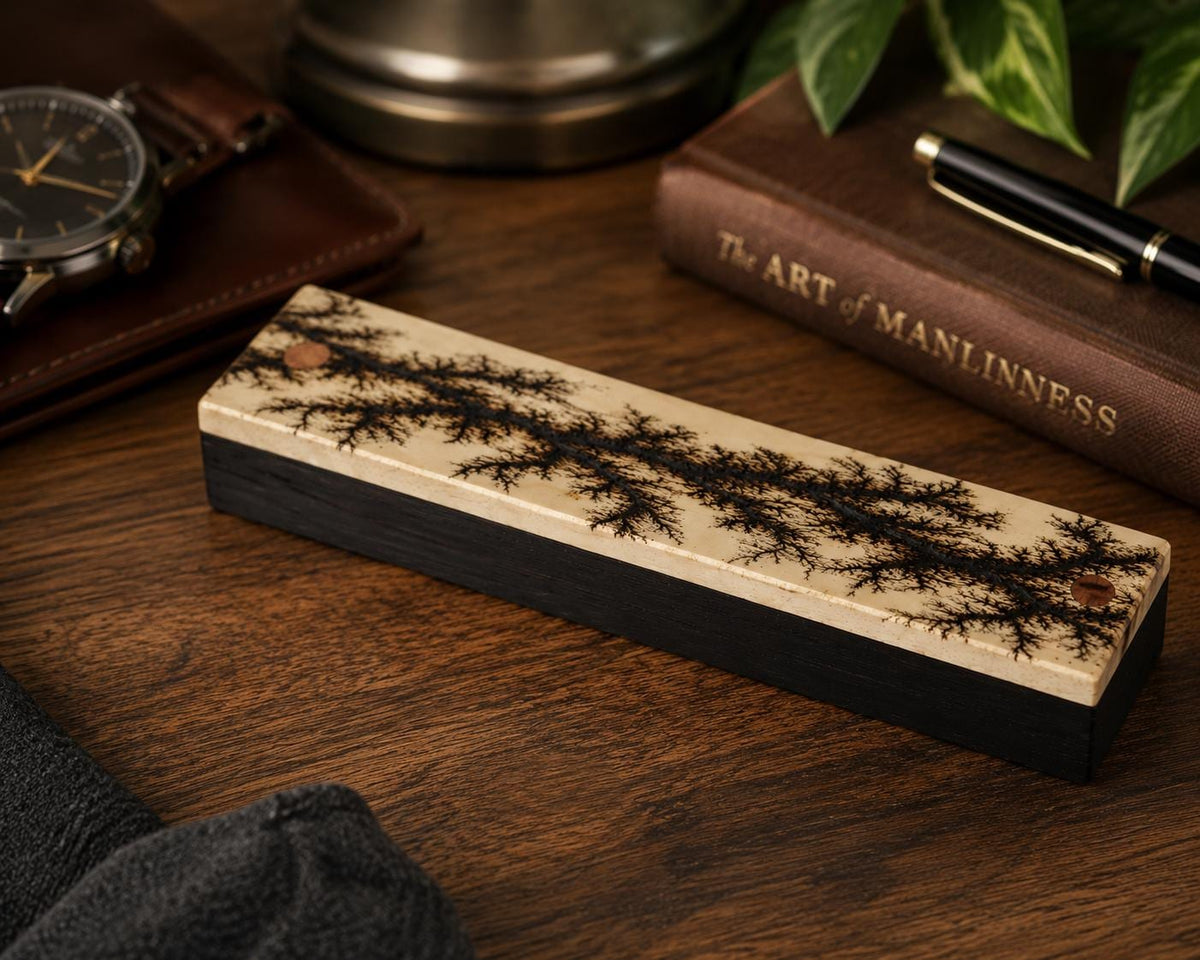 Handcrafted Walnut Ballpoint Pen with Fractal Burn Wenge Maple Case | Executive Desk Accessory