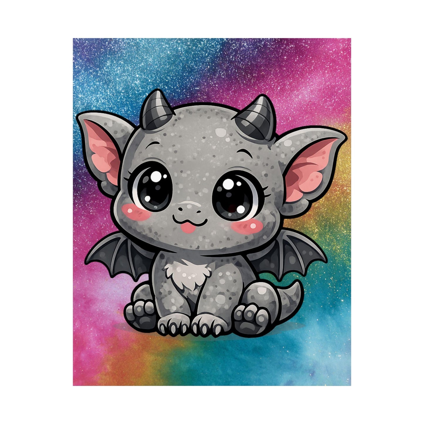 Baby Dragon Poster | Whimsical Nursery Art, Galaxy Wash Print