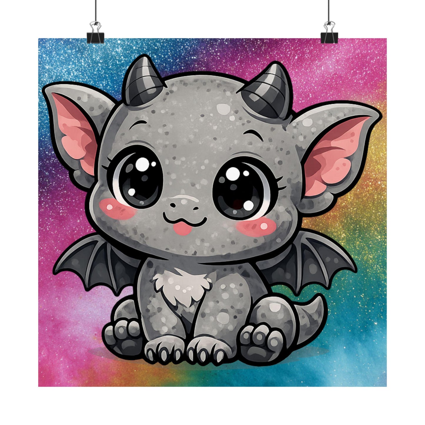 Baby Dragon Poster | Whimsical Nursery Art, Galaxy Wash Print