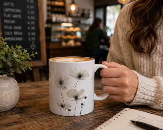 Watercolor Wildflower Coffee Mug: Transparent Floral Design